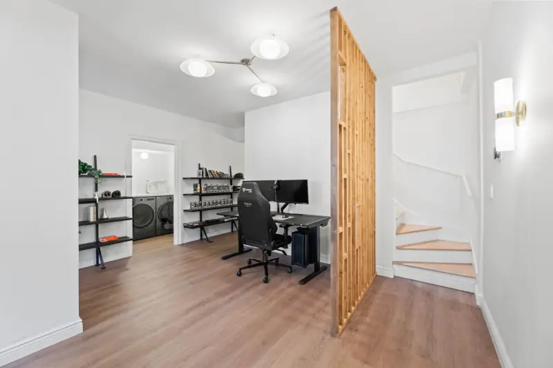 Flexible lower level space with stairs